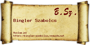 Bingler Szabolcs névjegykártya